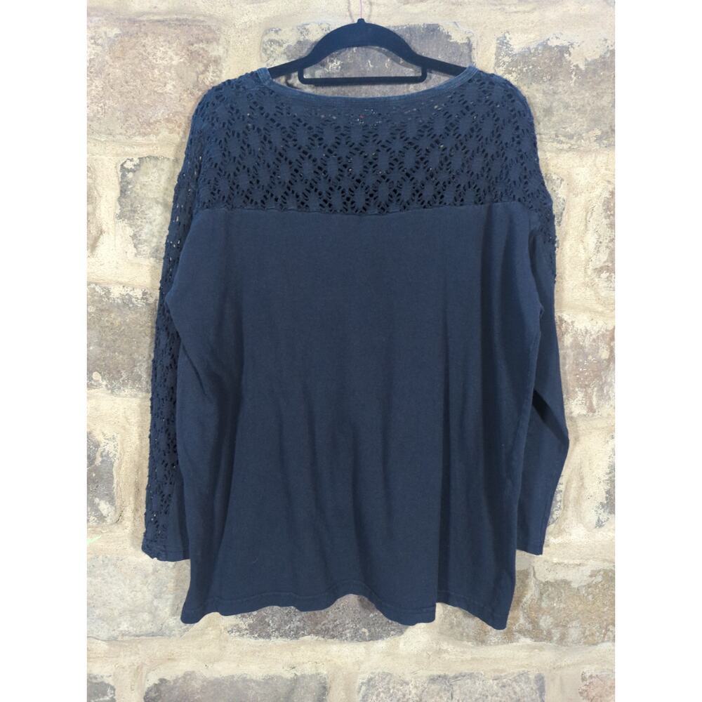 Vintage Harley Davidson Top Woman's Large Black Lace Sleeves Crocheted Biker - Picture 7 of 14